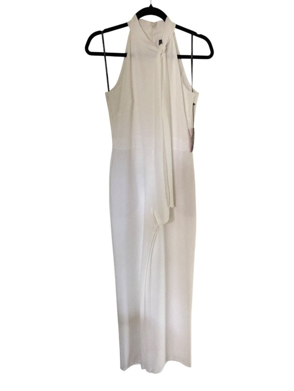 Vince Camuto Women's Bow Mock Neck Tie  Jumpsuit Sleeveless Pockets White IVY 2